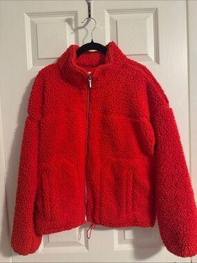 Amazon Essentials Red Sherpa Full-Zip Jacket